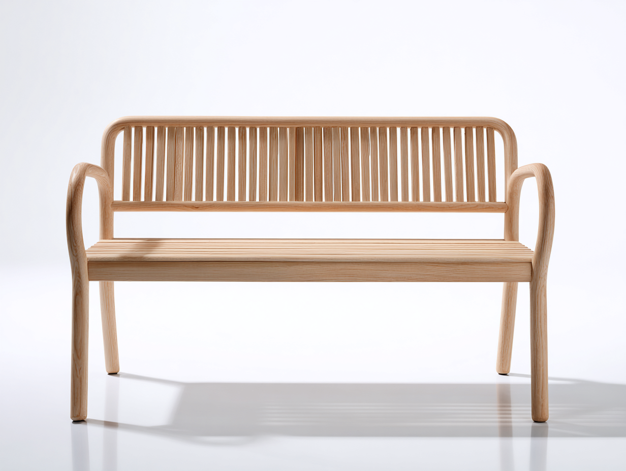 Gartenbank aus Holz 180x58x82 cm - Natur - moderne Sitzbank mit Rückenlehne und Armlehnen-Jariiaspace