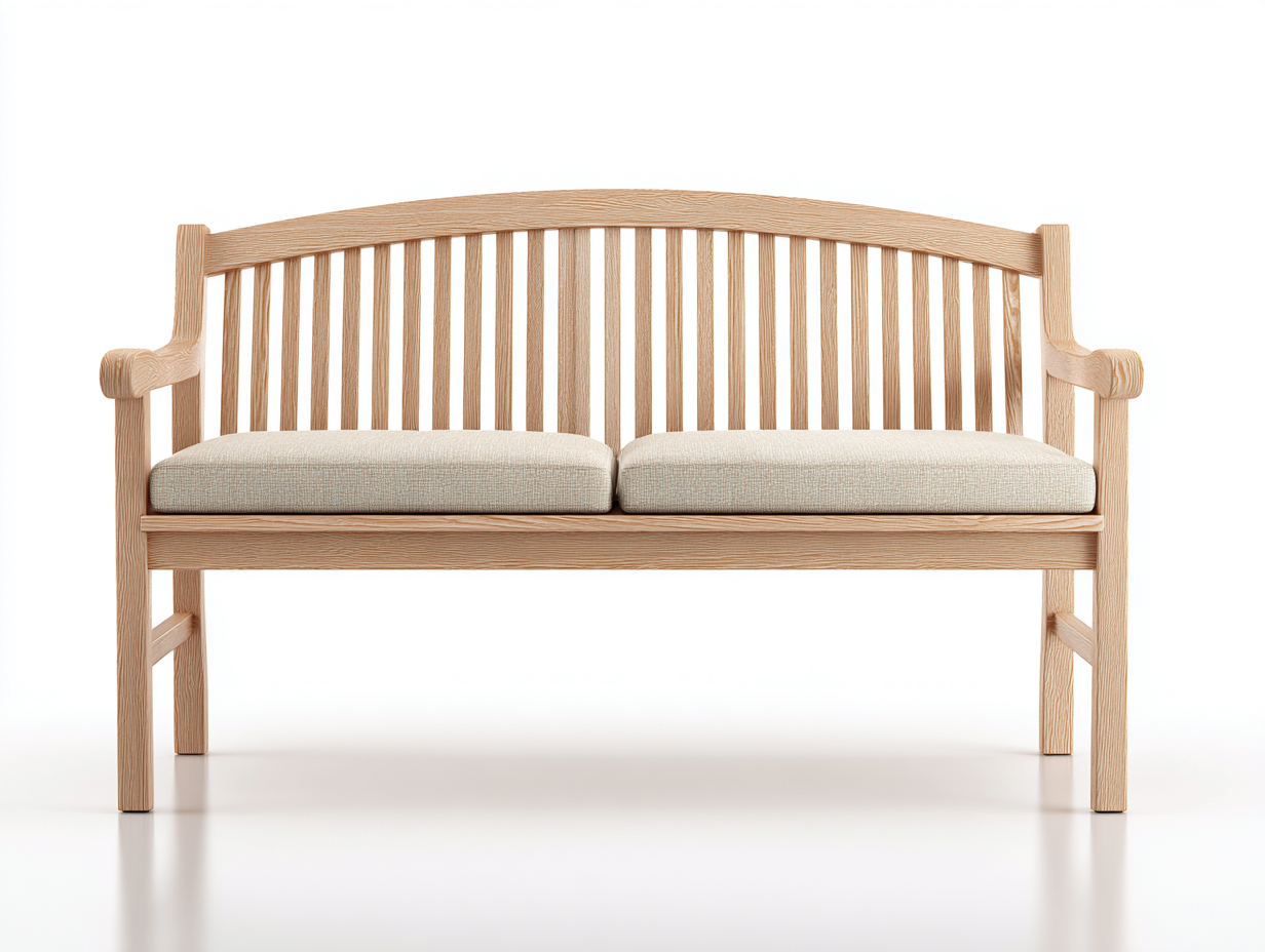 Gartenbank Holz Stoff 150x60x90 cm - Naturholz Beige - klassische Sitzbank für Garten-Jariiaspace