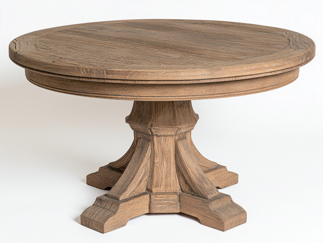 Gartentisch aus Holz 160x110x76 cm - Holzfarben - rustikaler Esstisch mit ovaler Tischplatte und Säulenfuß-Jariiaspace