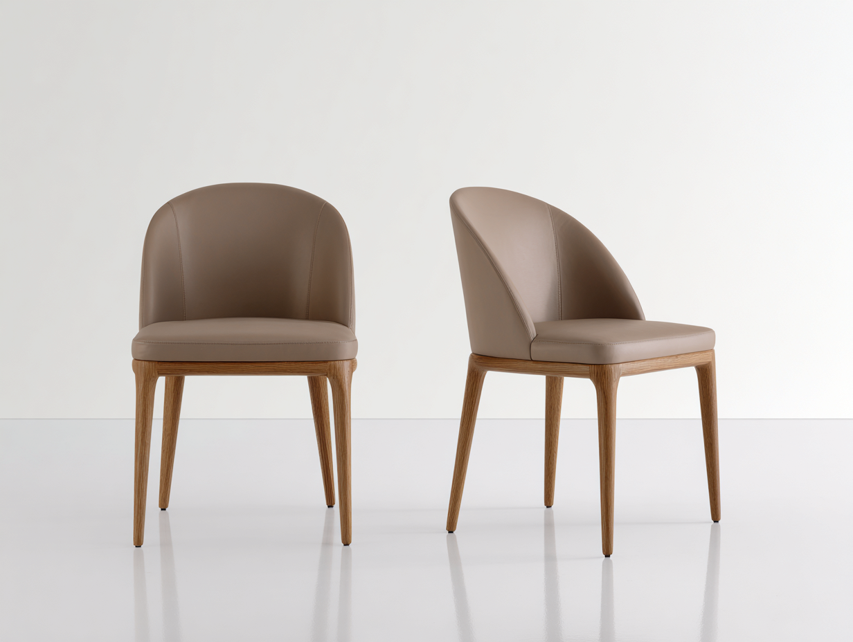 Esszimmerstühle 2er Set mit Kunstlederbezug 56x54x78 cm - Taupe Holzfarben - modernes Design für Esszimmer-Jariiaspace