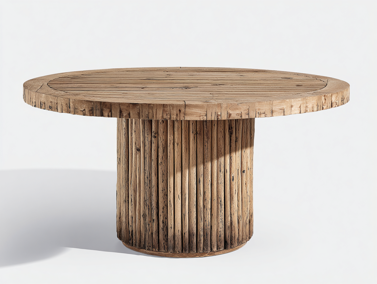 Gartentisch Holz 150x150x76 cm - Naturholz Braun - runder Esstisch für Terrasse-Jariiaspace