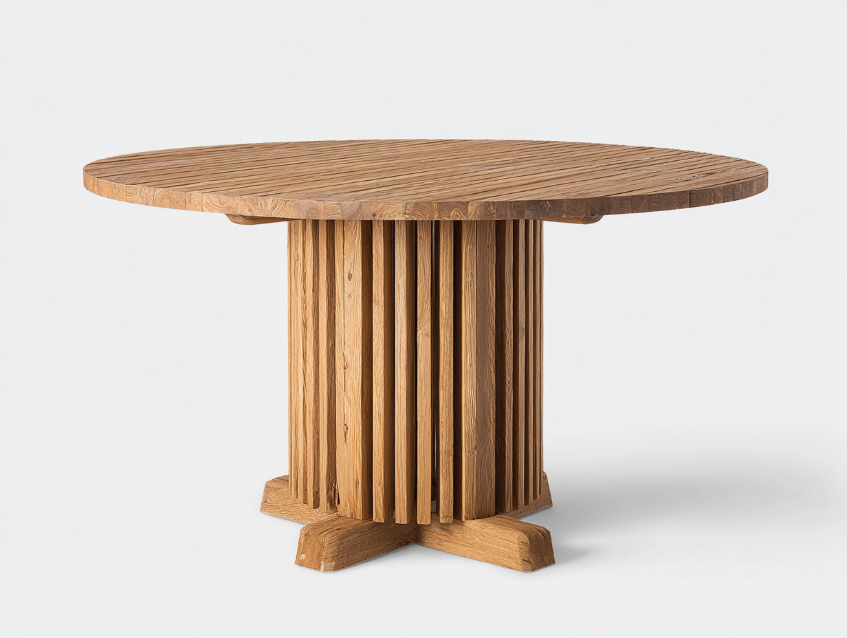 Gartentisch Holz 130x130x76 cm - Naturholz - runder Esstisch für Garten-Jariiaspace