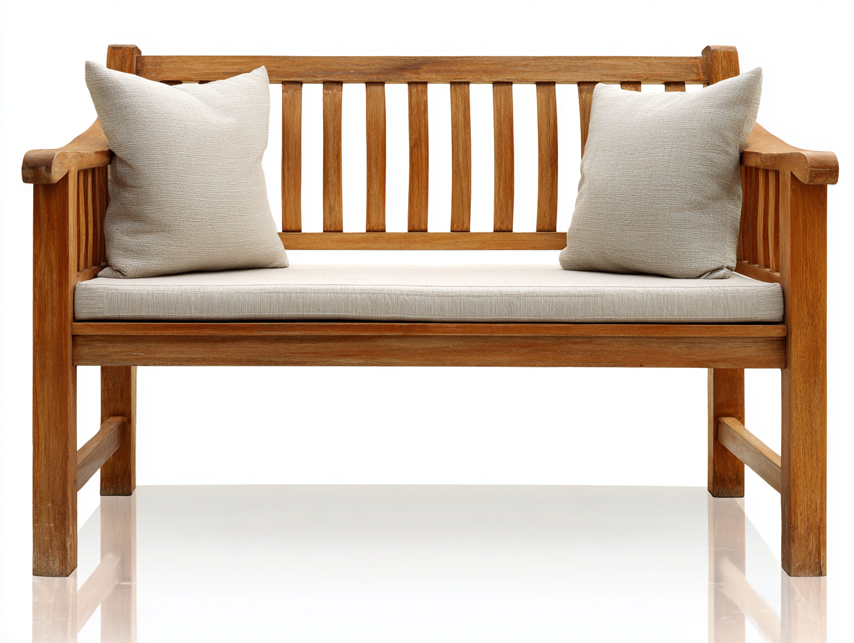 Gartenbank Holz Stoff 145x60x90 cm - Naturholz Beige - klassische Sitzbank für Garten-Jariiaspace