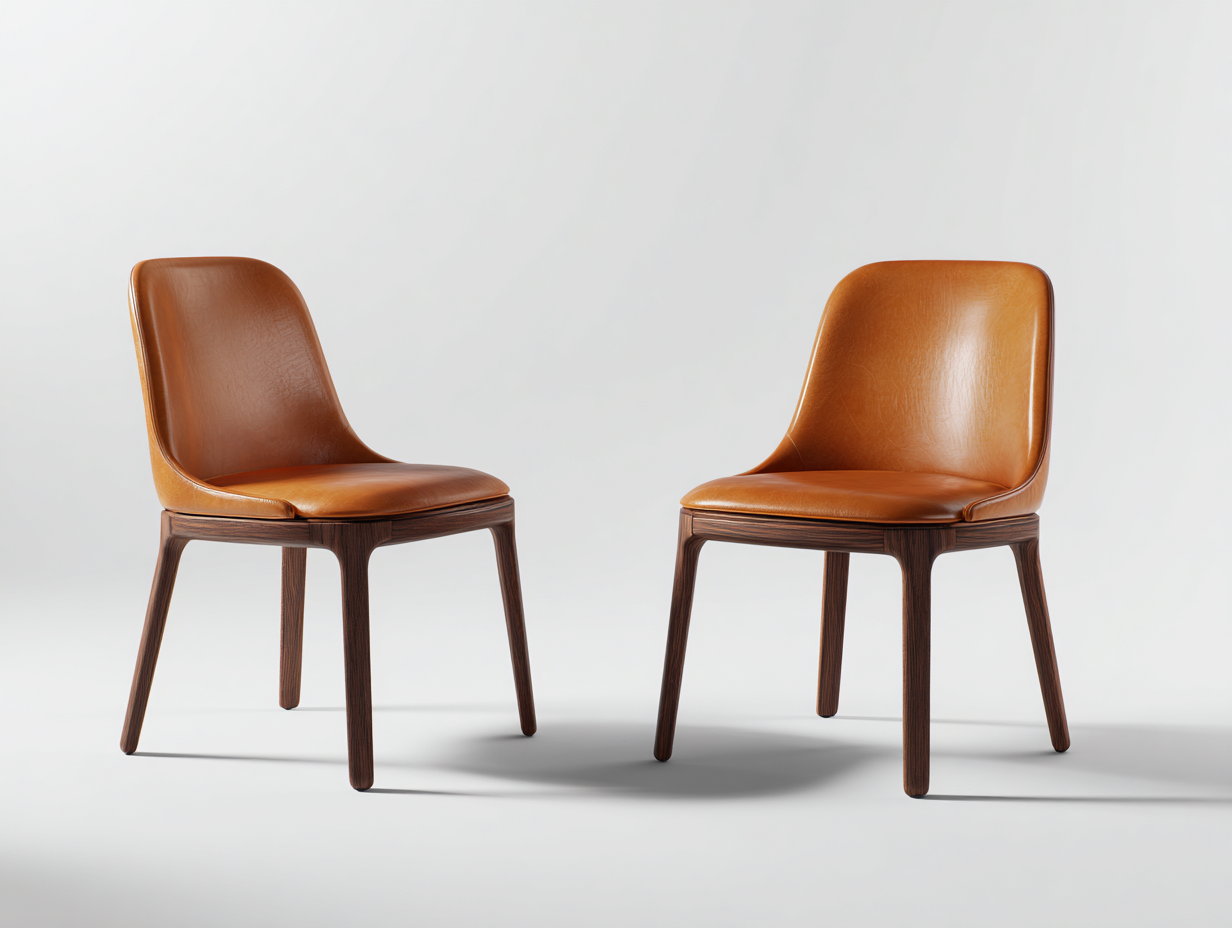 Esszimmerstühle 2er Set aus Kunstleder und Holz 50 x 57 x 82 cm Cognac Dunkelbraun für Esszimmer modernes Vintage Design-Jariiaspace