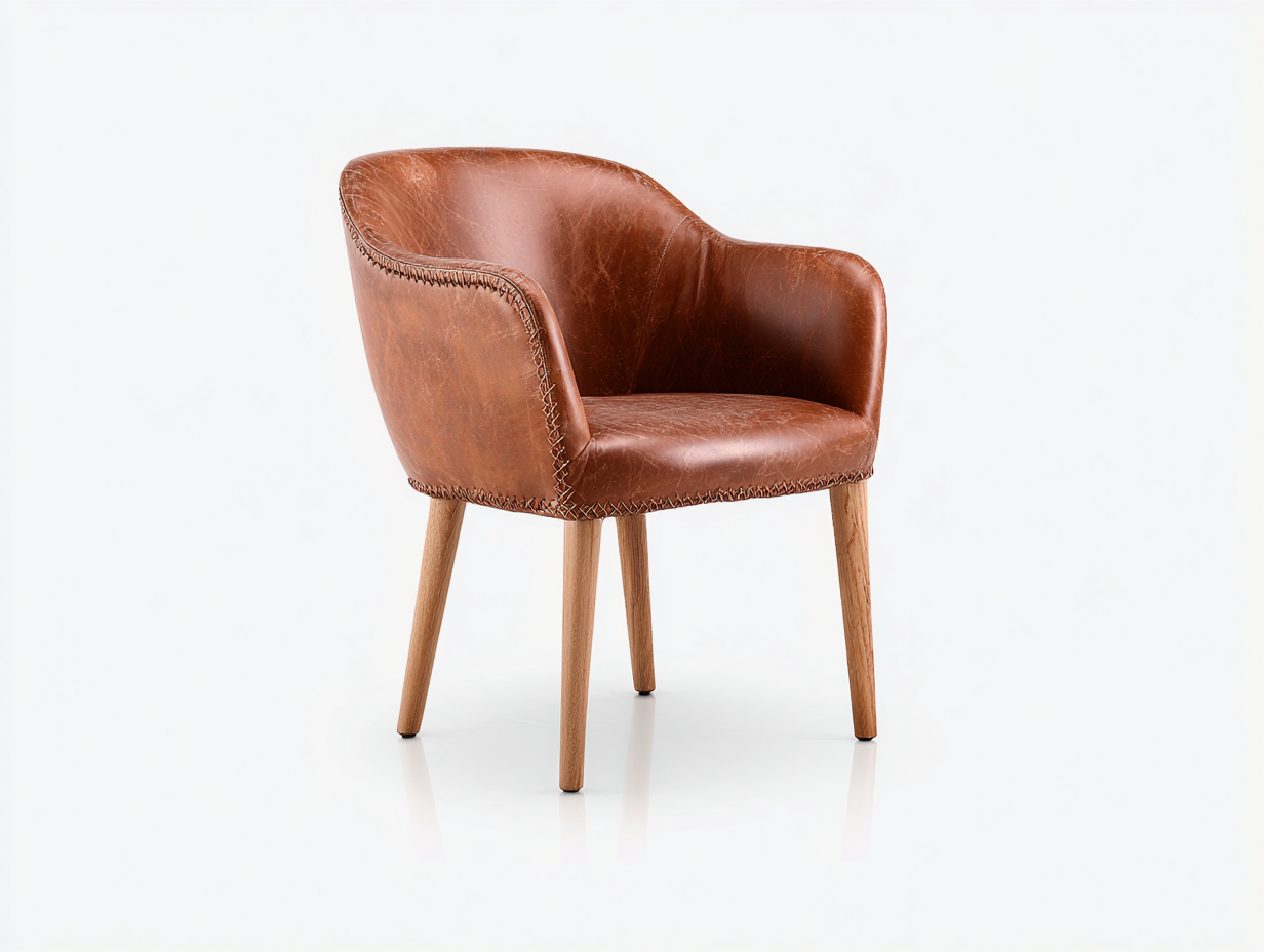 Esszimmerstühle Armlehnstuhl mit Kunstlederbezug 62x58x78 cm - Braun Holzfarben - Vintage Design für Esszimmer-Jariiaspace