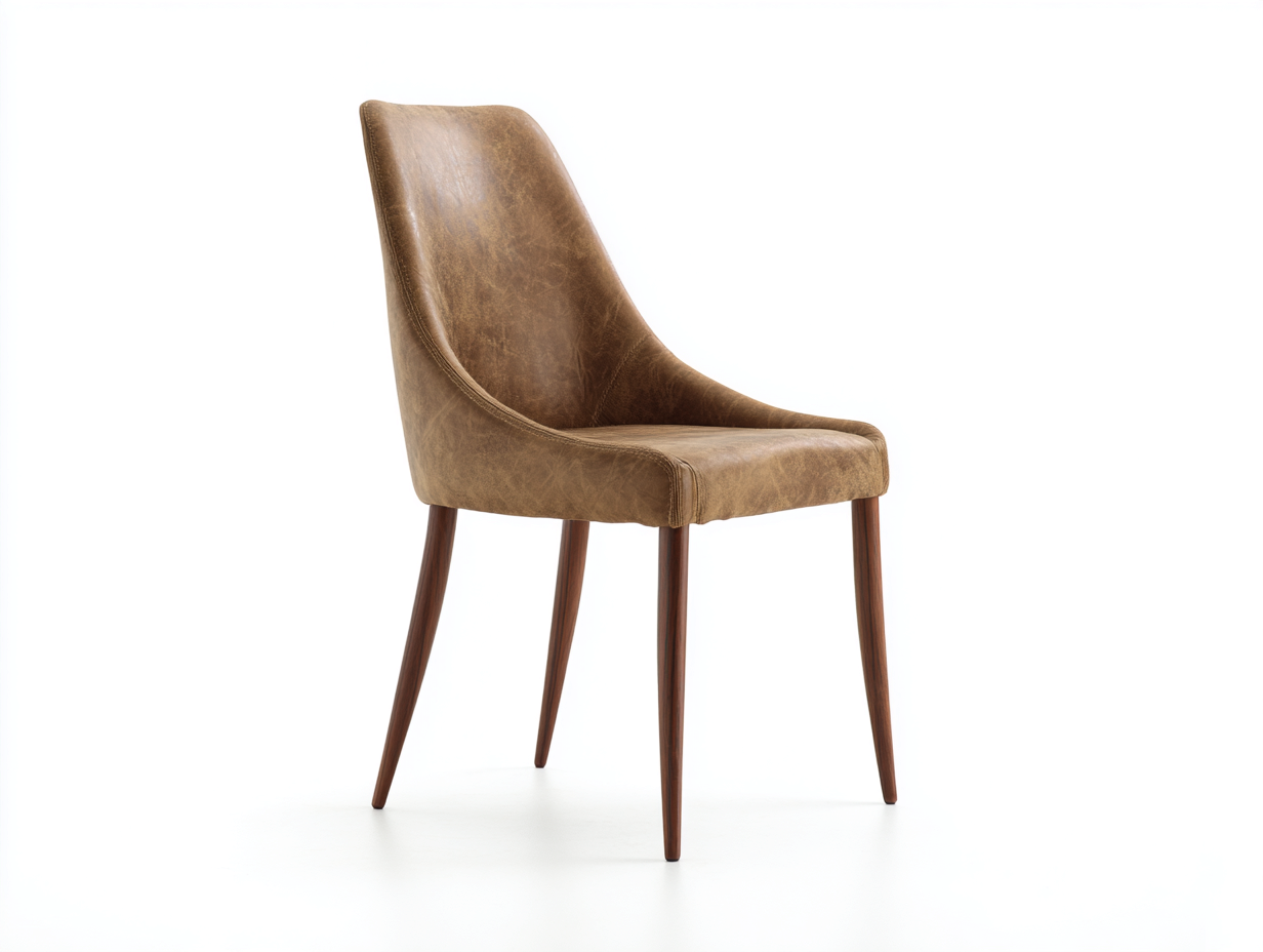 Esszimmerstühle aus Kunstleder und Holz 48 x 58 x 86 cm Cognac Dunkelbraun für Esszimmer Vintage Design mit hoher Rückenlehne-Jariiaspace