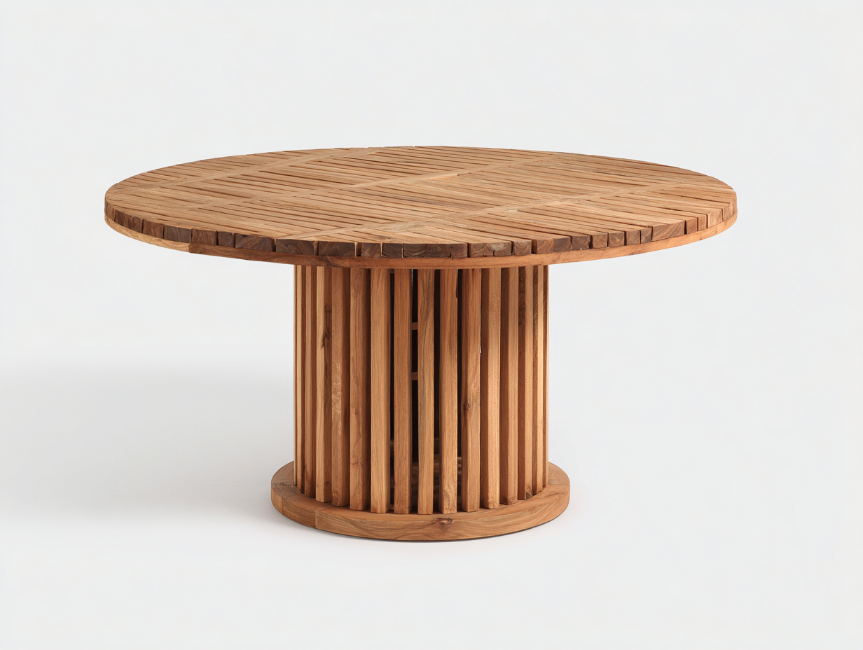 Gartentisch Holz 150x150x75 cm - Naturholz - runder Esstisch für Terrasse-Jariiaspace