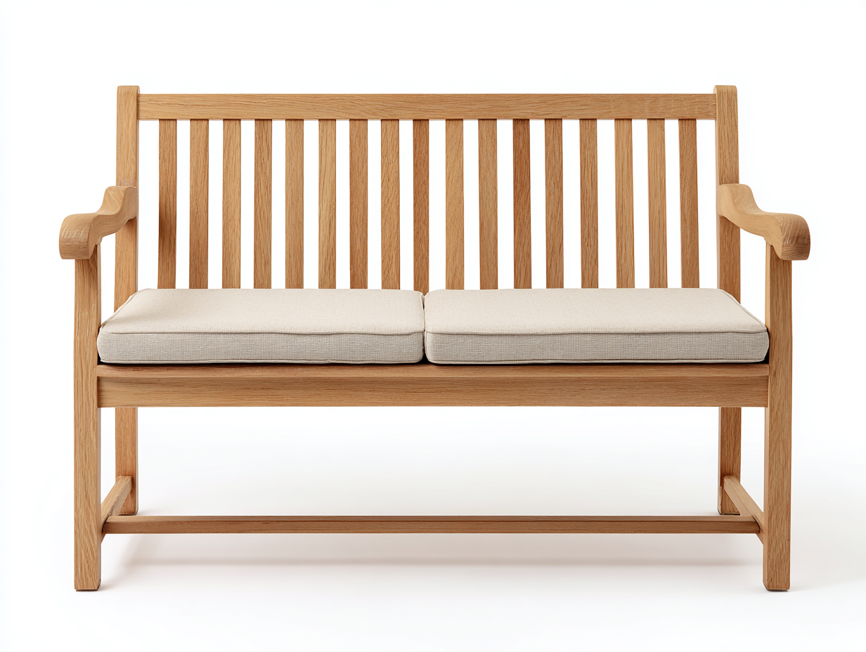 Gartenbank Holz Stoff 140x60x95 cm - Naturholz Beige - klassische Sitzbank für Garten-Jariiaspace