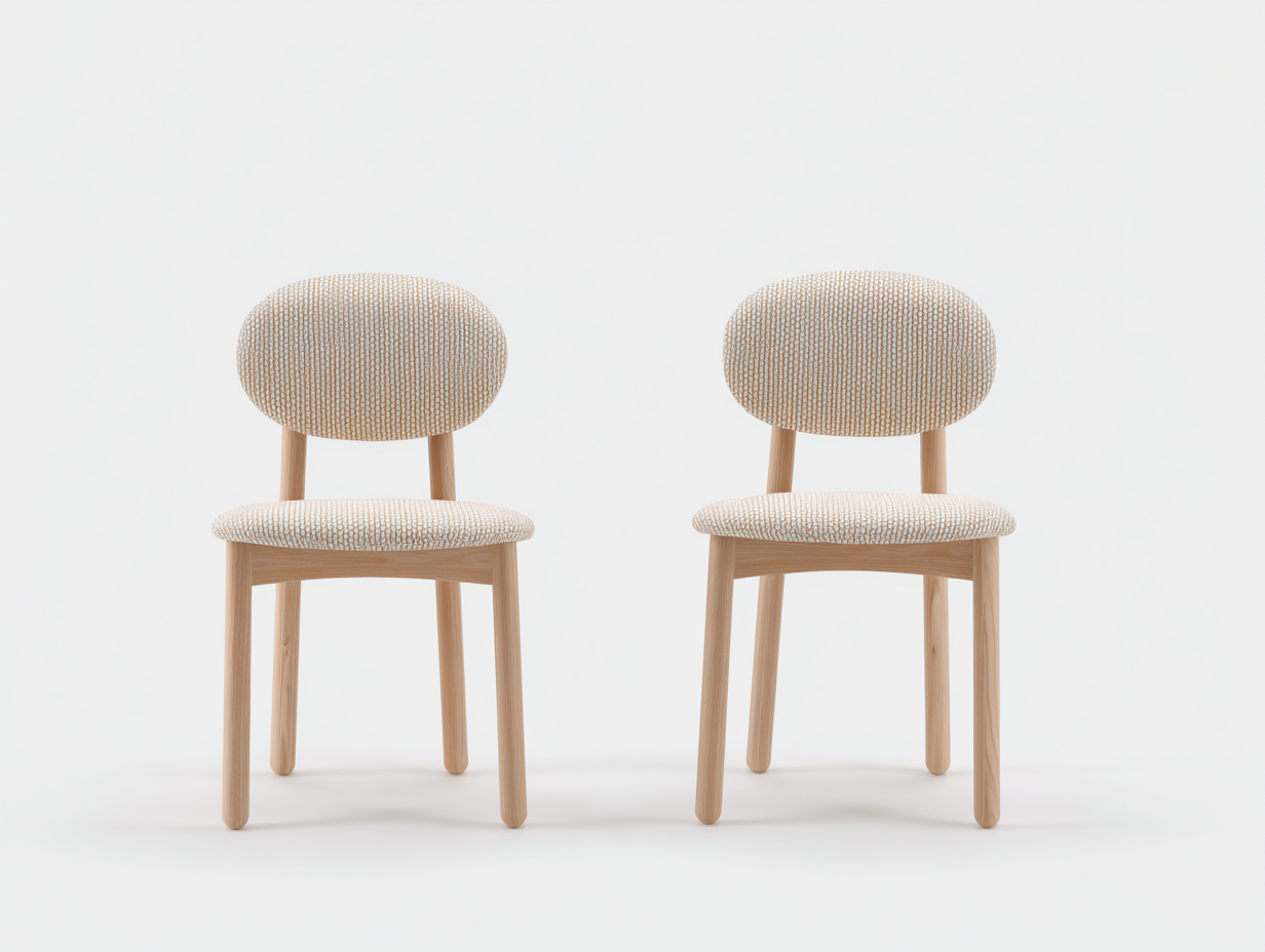 Esszimmerstühle Bouclé Stoff Holz 48x52x78 cm - Beige Naturholz - modernes 2er Set für Esszimmer-Jariiaspace