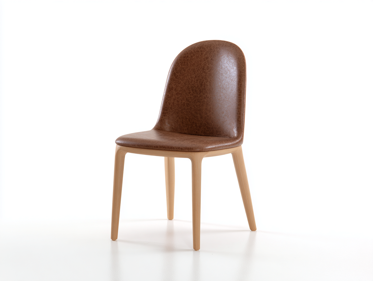 Esszimmerstühle aus Holz und Bezug in Lederoptik 58x52x88 cm - Braun-Natur - Modernes Design für das Esszimmer-Jariiaspace
