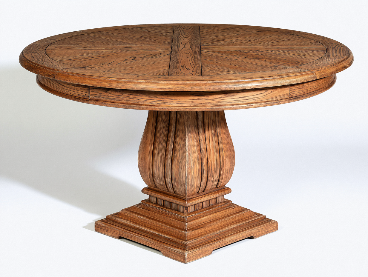 Gartentisch aus Holz 120x120x76 cm - Naturbraun - Runder Tisch mit Säulenfuß im klassischen Design für den Außenbereich-Jariiaspace