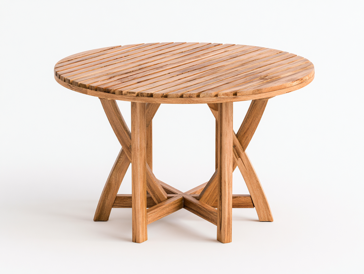 Gartentisch Holz 120x120x76 cm - Naturholz - runder Esstisch für Garten-Jariiaspace