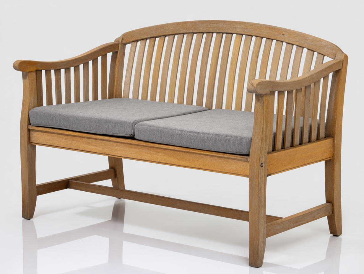 Gartenbank Holz Stoff 150x65x92 cm - Naturholz Grau - klassische Sitzbank für Garten-Jariiaspace
