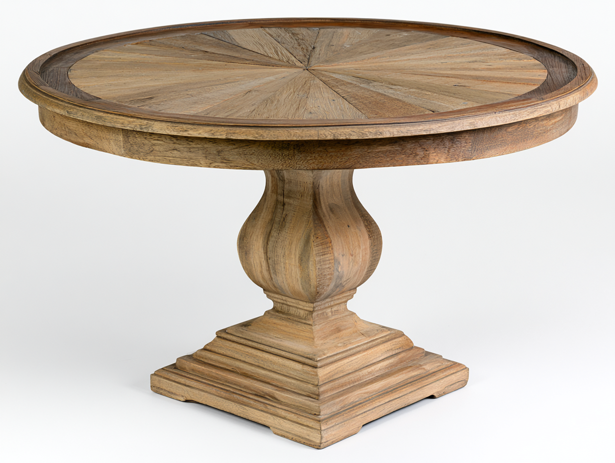 Gartentisch Holz 140x140x76 cm - Naturholz Braun - runder Esstisch für Terrasse-Jariiaspace
