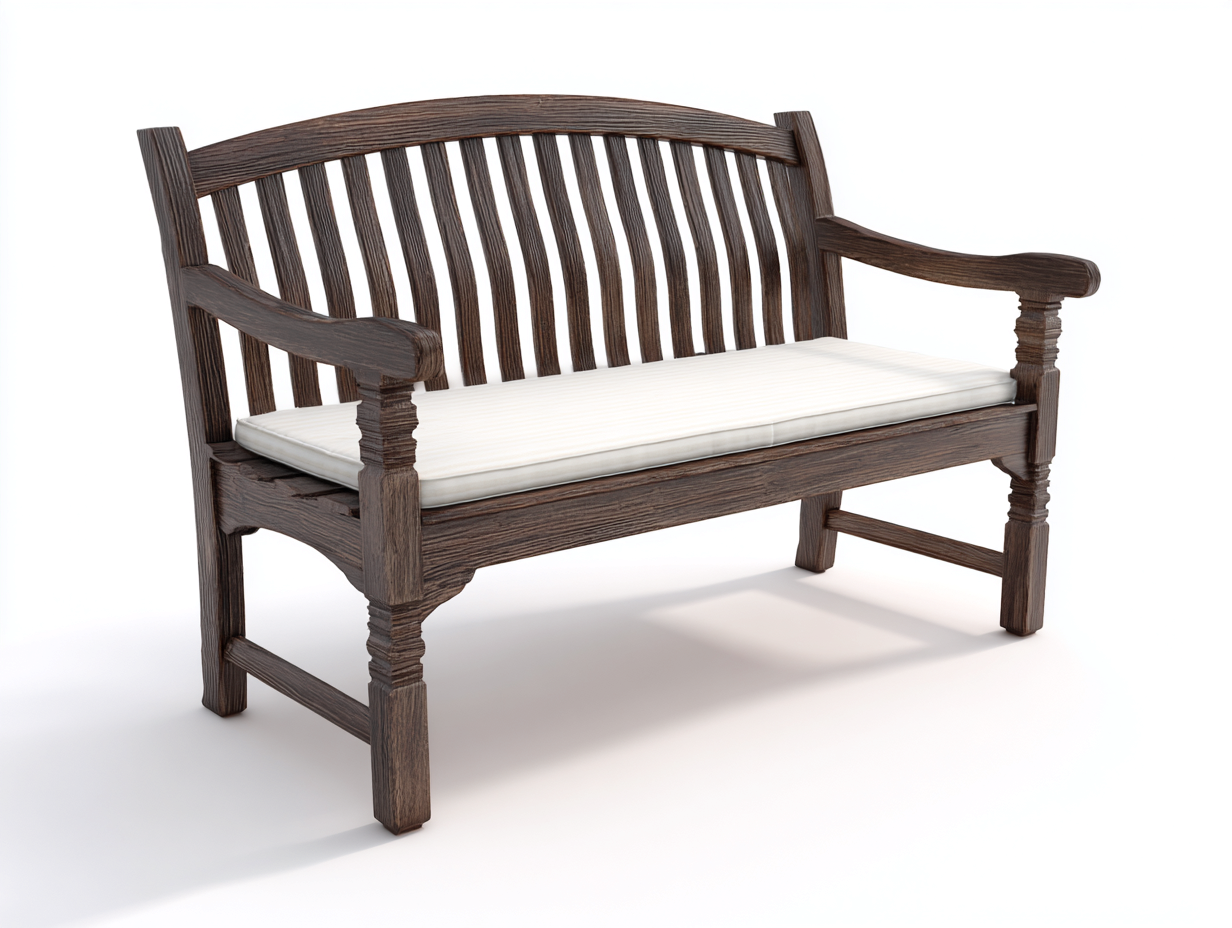 Gartenbank aus Holz 155 x 62 x 90 cm Dunkelbraun Cremeweiß für Garten klassisches Design mit Armlehnen und Sitzauflage-Jariiaspace