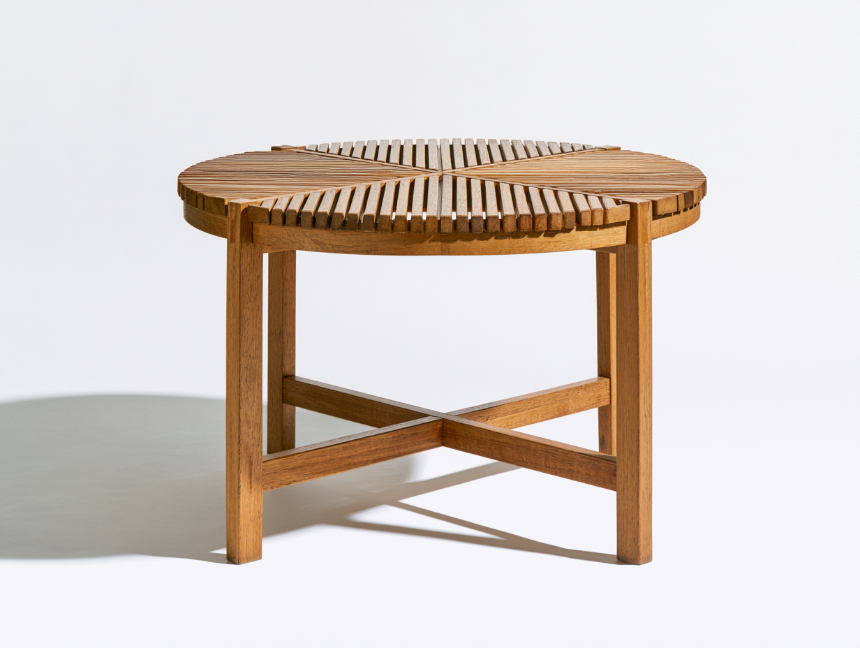 Gartentisch aus Holz 100x100x75 cm - Naturbraun - Rundes Latten-Design für den Außenbereich-Jariiaspace