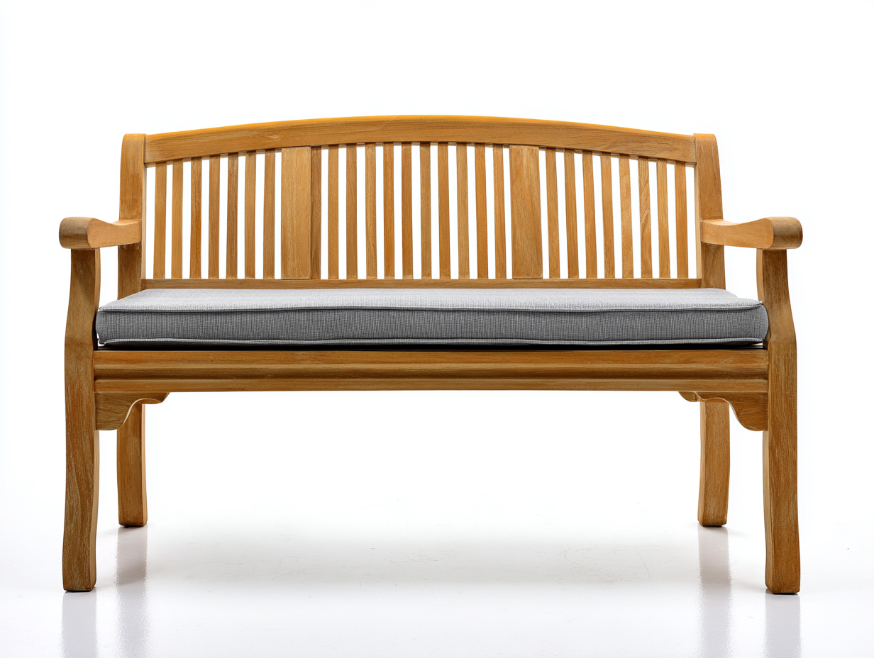 Gartenbank aus Holz und Stoff 150x60x90 cm - Natur-Grau - Klassisches Design mit Armlehnen für den Außenbereich-Jariiaspace