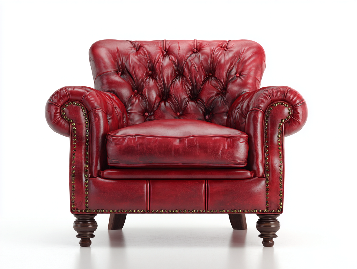 Sessel mit Kunstlederbezug 118x92x92 cm - Rot Dunkelbraun - Chesterfield Stil mit Knopfheftung-Jariiaspace