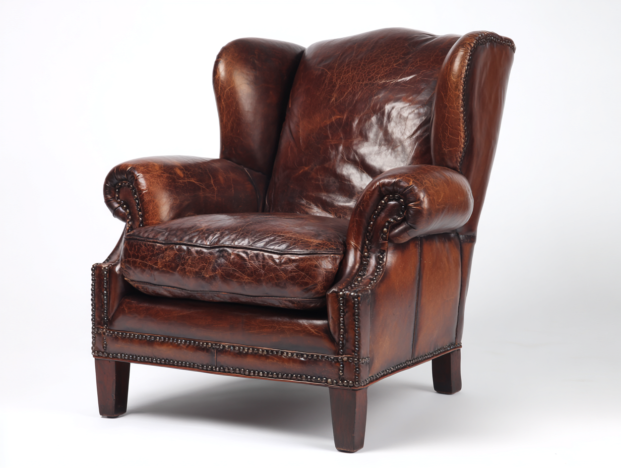 Sessel Lederoptik und Holz 95x88x106 cm - Dunkelbraun - klassischer Ohrensessel für Wohnzimmer-Jariiaspace