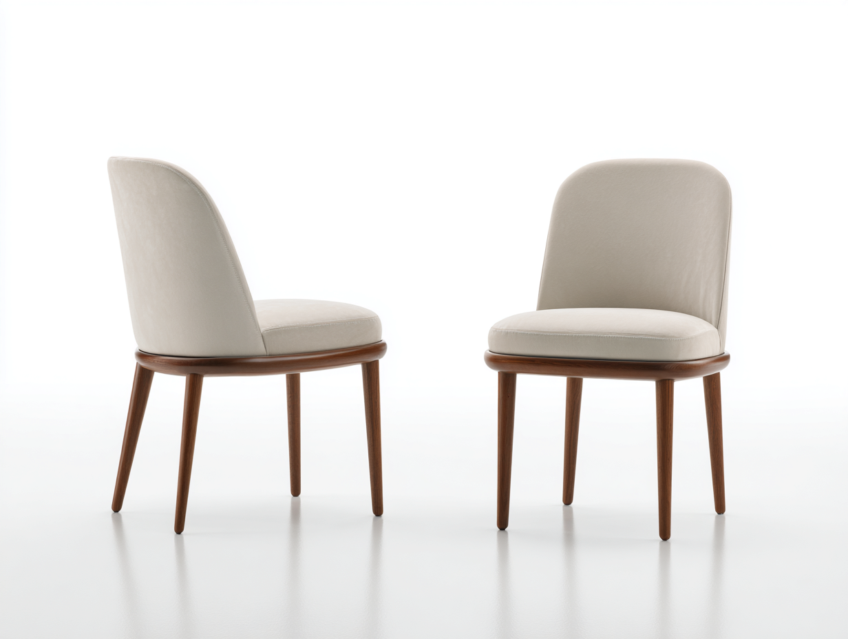 Esszimmerstühle Polsterbezug und Holz 50x56x84 cm - Cremeweiß-Nussbaum - modernes 2er Set für Esszimmer-Jariiaspace