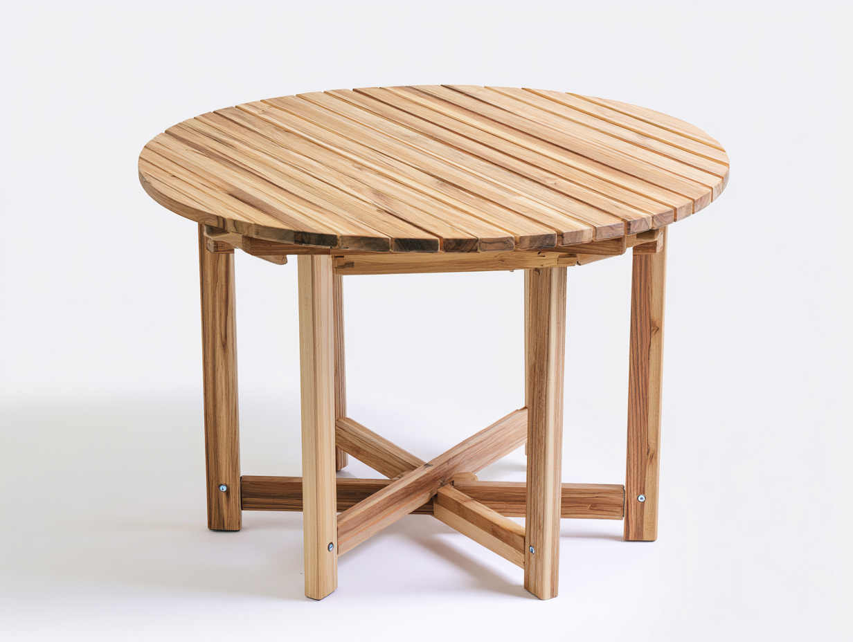 Gartentisch Holz 110x110x75 cm - Naturholz - runder Esstisch für Garten-Jariiaspace