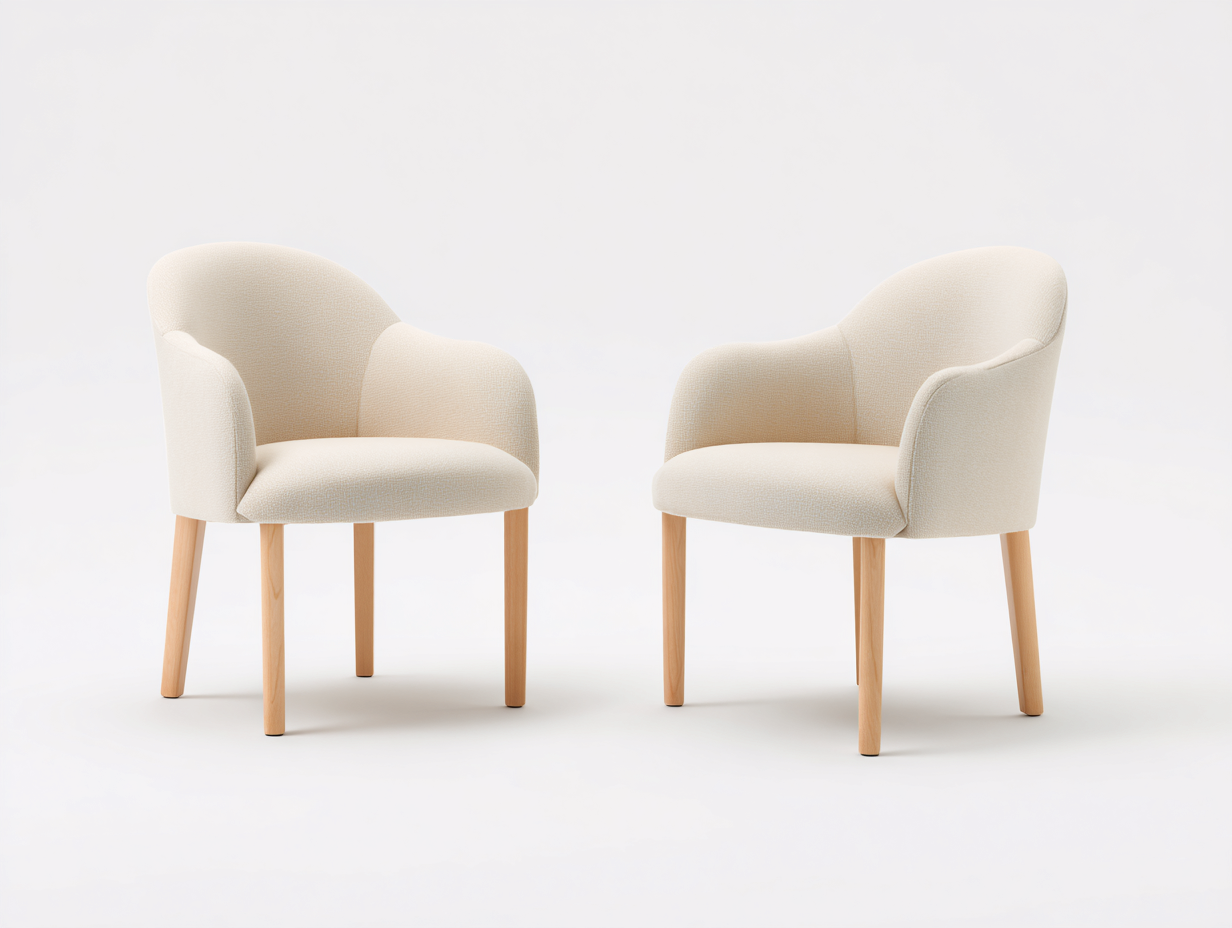 Esszimmerstühle Bouclé Stoff Holz 58x60x80 cm - Beige Naturholz - modernes 2er Set für Esszimmer-Jariiaspace