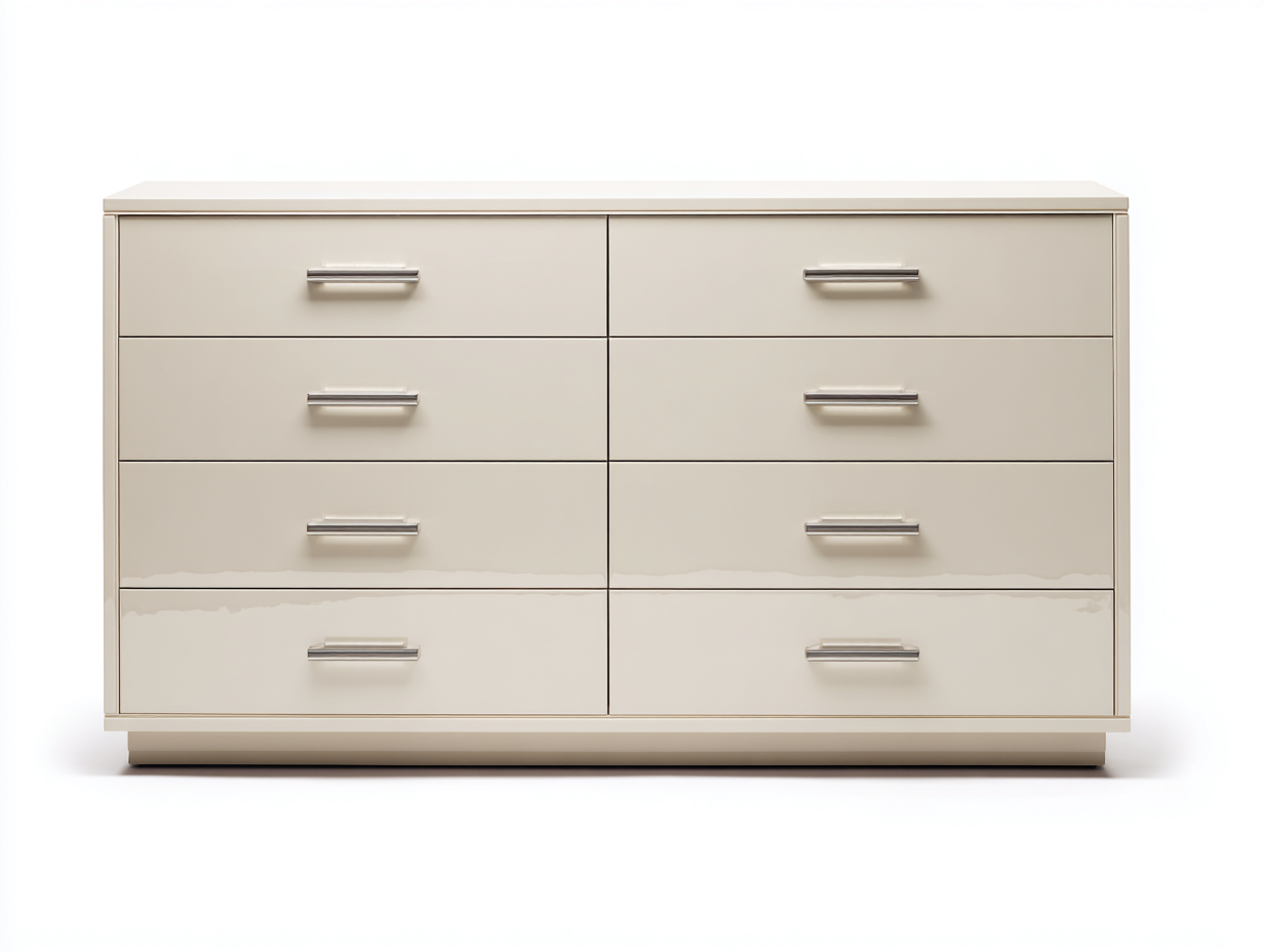 Kommode mit Schubladen Holz 140x45x80 cm - Cremeweiß - moderner Stauraum für Schlafzimmer-Nodidwell