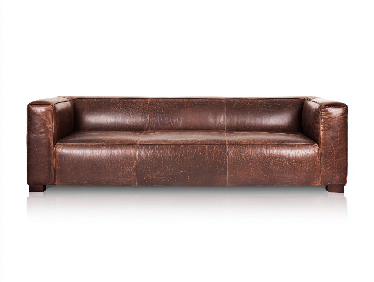3 Sitzer Sofas aus Kunstleder und Holz 220 x 90 x 70 cm Braun Dunkelbraun für Wohnzimmer modernes Club Design mit breiten Armlehnen-Nodidwell