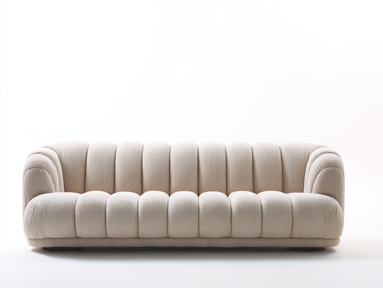 3 Sitzer Sofas aus Holzwerkstoff und Cordstoff 230x95x78 cm - Beige - Modernes Kanalstepp-Design für das Wohnzimmer-Nodidwell