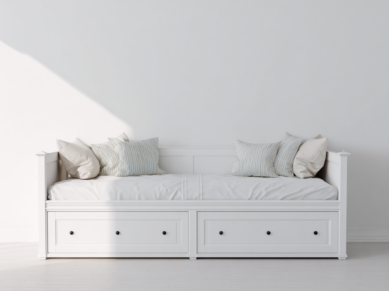 Schlafsofa Holzwerkstoff 210x100x90 cm - Weiß Schwarz - klassisches Tagesbett mit Schubladen-Nodidwell