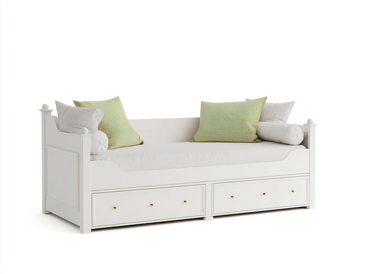 Schlafsofa aus Holzwerkstoff 210x100x92 cm - Weiß - Klassisches Tagesbett mit 2 Schubladen für Schlafzimmer und Gästezimmer-Nodidwell