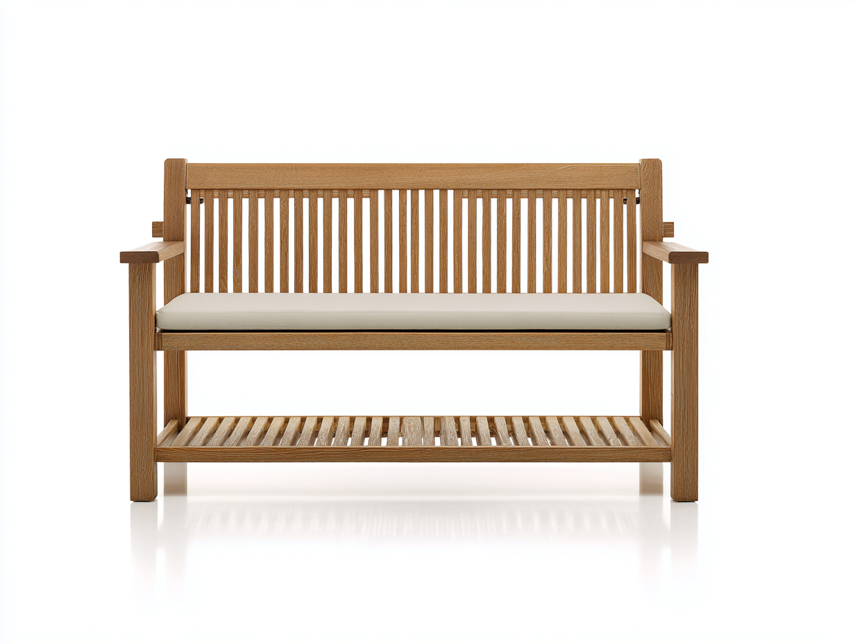 Gartenbank Holz Stoff 140x58x88 cm - Naturholz Beige - klassische Sitzbank für Garten-Nodidwell