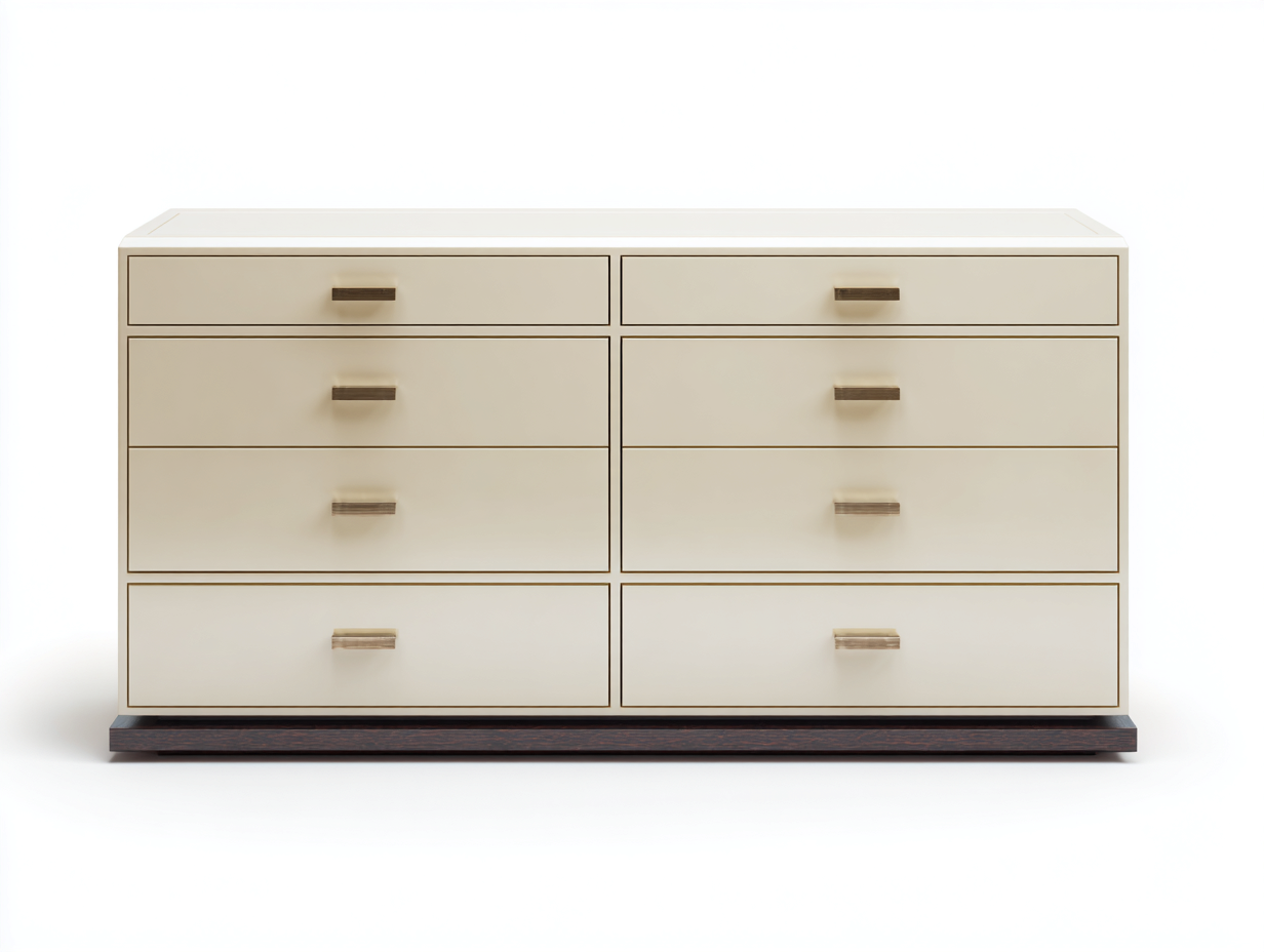 Kommode mit Schubladen aus Holzwerkstoff 150 x 45 x 82 cm Cremeweiß Dunkelbraun für Schlafzimmer modernes Design mit 8 Schubladen-Nodidwell