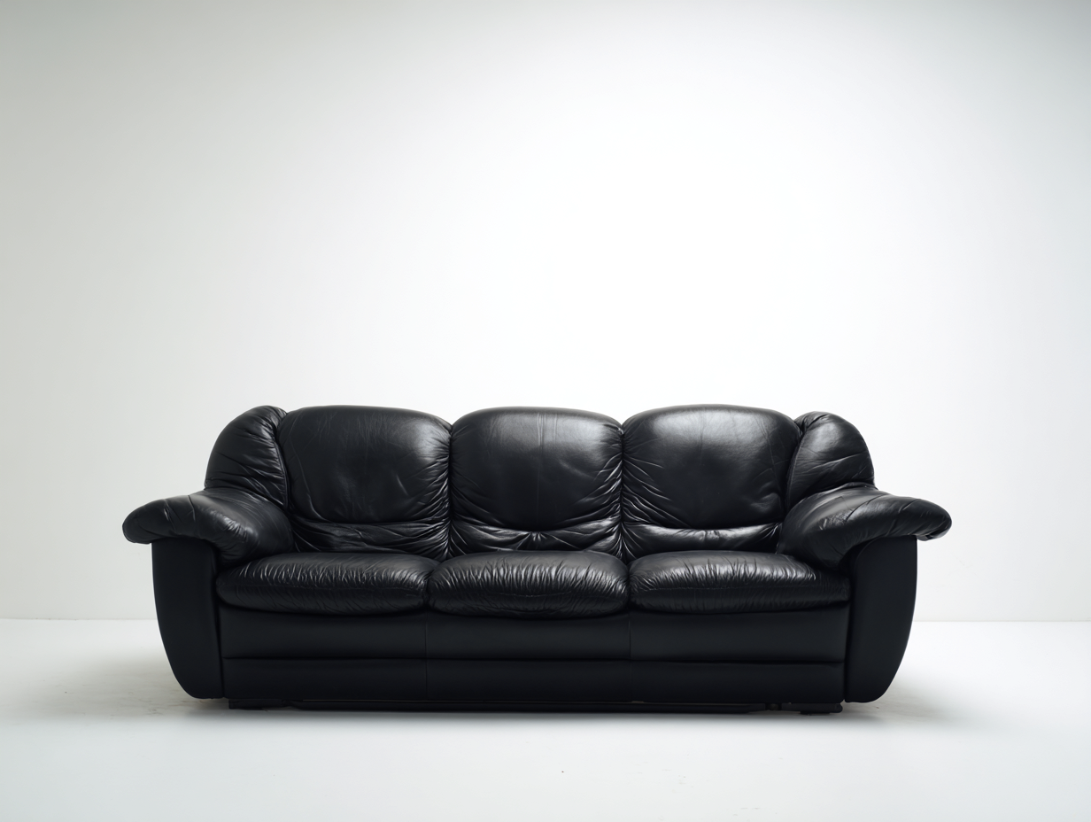 3 Sitzer Sofas Lederoptik 220x90x92 cm - Schwarz - klassisches Polstersofa für Wohnzimmer-Nodidwell