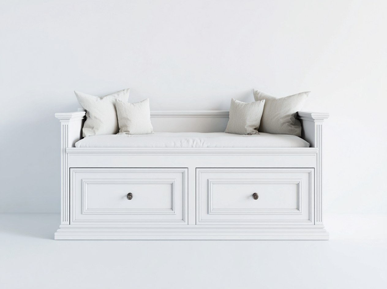Schlafsofa aus Holzwerkstoff 205 x 92 x 92 cm Weiß für Gästezimmer klassisches Tagesbett Design mit 2 Schubladen-Nodidwell