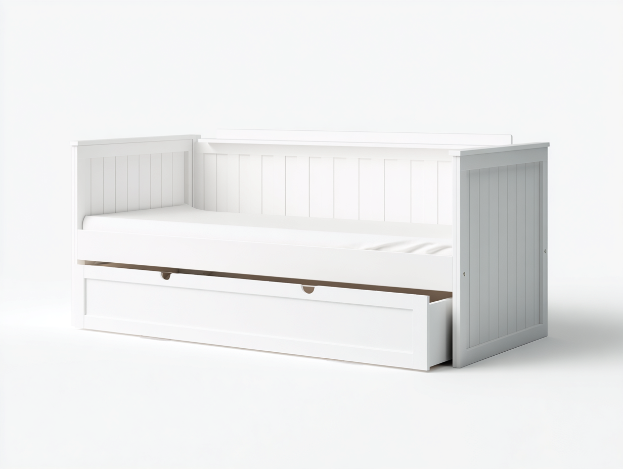 Schlafsofa aus Holzwerkstoff 205x96x86 cm - Weiß - Tagesbett mit 1 Auszug-Nodidwell