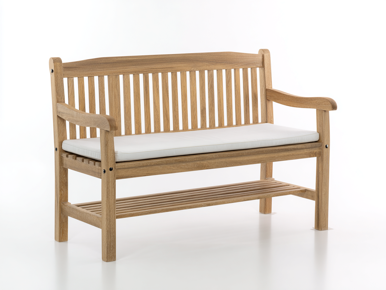 Gartenbank aus Holz 160x55x86 cm - Holzfarben Weiß - klassische Sitzbank mit Rückenlehne Armlehnen und Ablage-Nodidwell