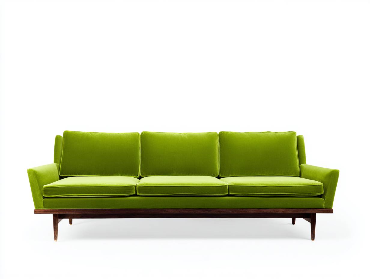 3 Sitzer Sofas mit Samtbezug 218x82x78 cm - Grün Holzfarben - modernes Sofa mit Holzrahmen-Nodidwell