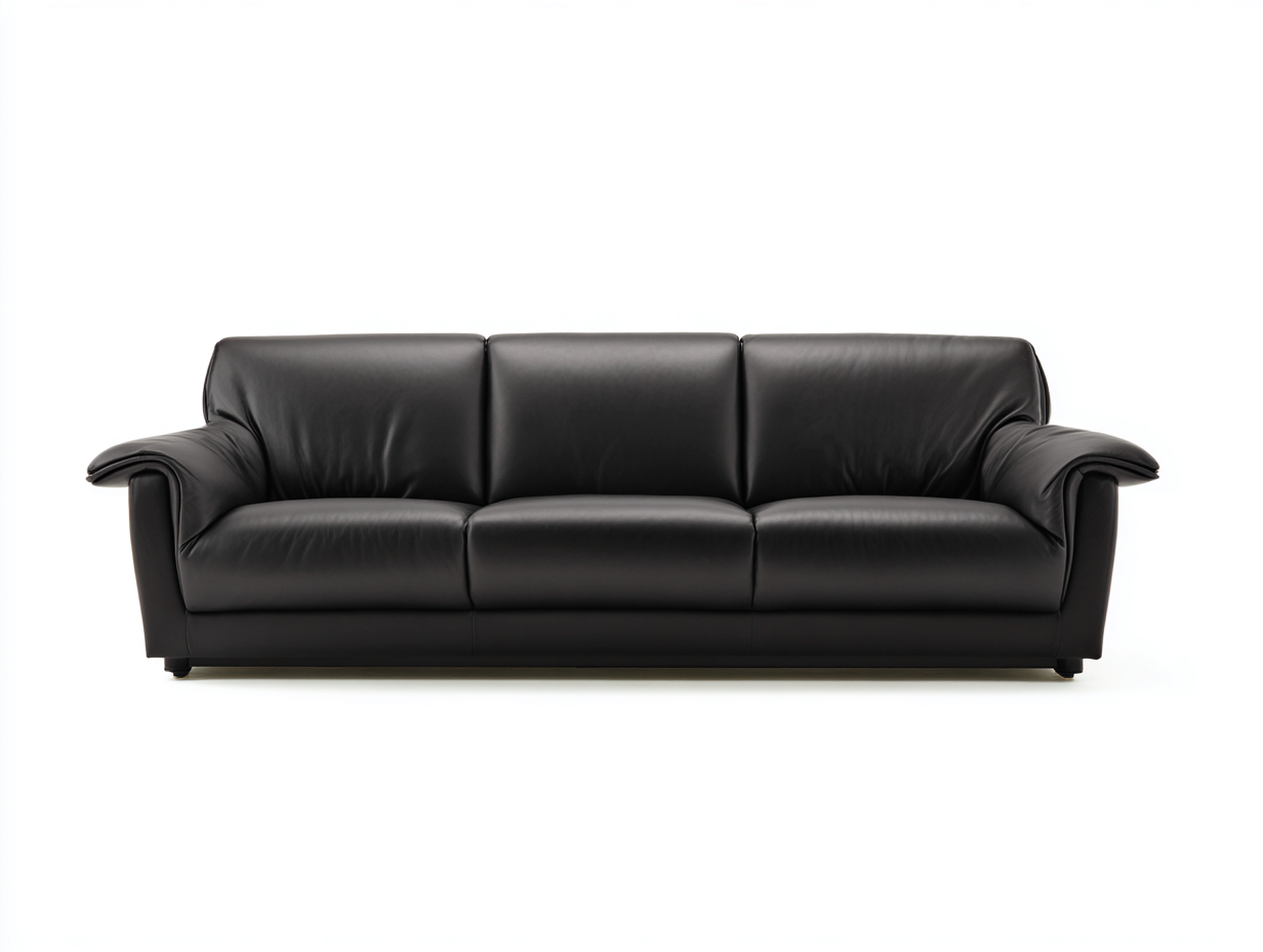 3 Sitzer Sofas Lederoptik 230x90x85 cm - Schwarz - modernes Polstersofa für Wohnzimmer-Nodidwell