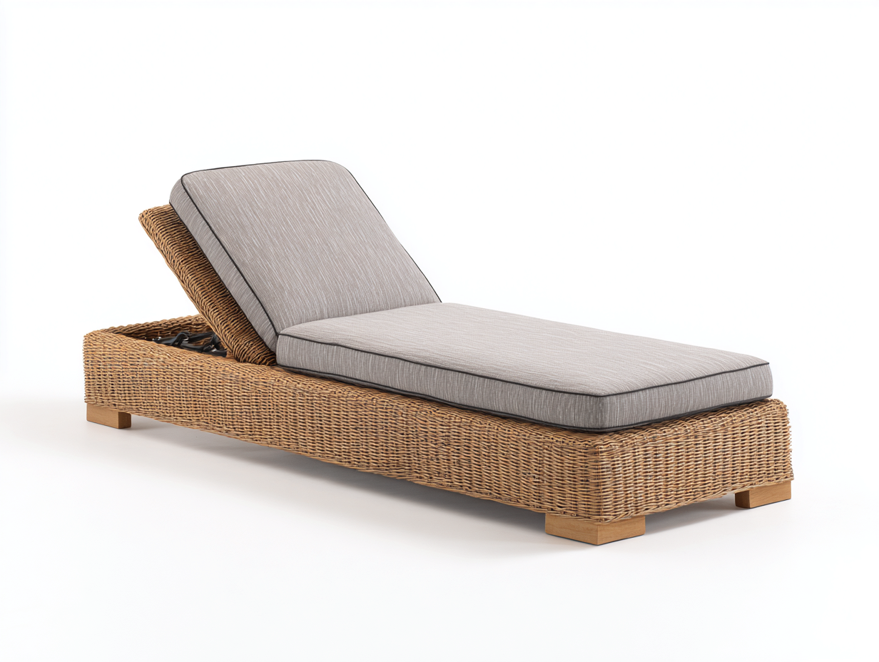 Sonnenliege aus Polyrattan mit verstellbarer Rückenlehne 200 x 70 x 34 cm - Natur-Grau - Garten und Terrasse - Modernes Design-Nodidwell