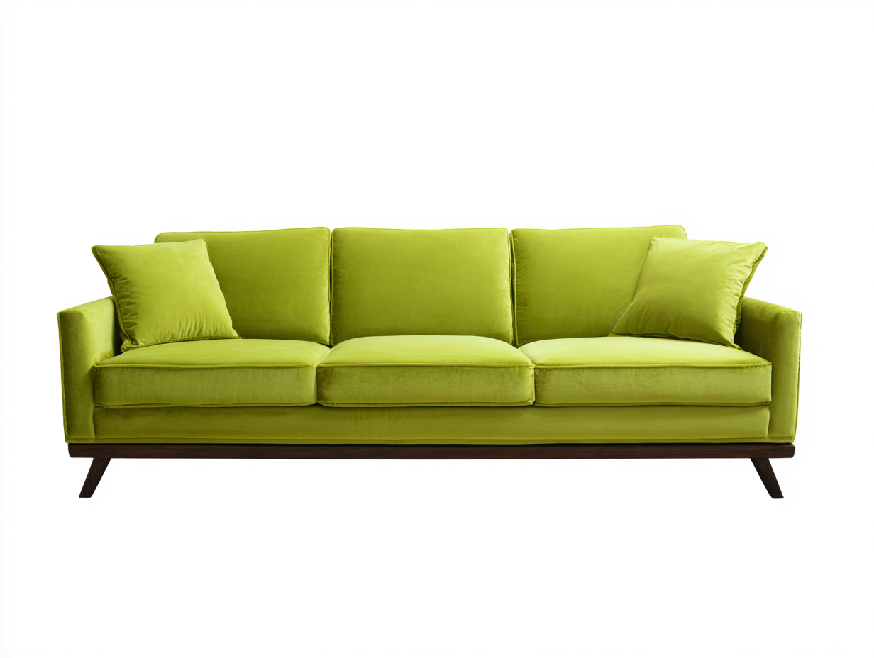 3 Sitzer Sofas aus Stoff und Holz 215 x 88 x 82 cm Limettengrün Dunkelbraun für Wohnzimmer modernes Design mit schmalen Holzfüßen-Nodidwell