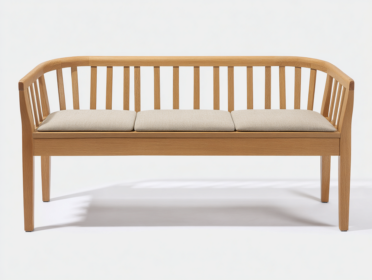 Gartenbank Holz Stoff 180x62x82 cm - Naturholz Beige - moderne Sitzbank für Garten-Nodidwell