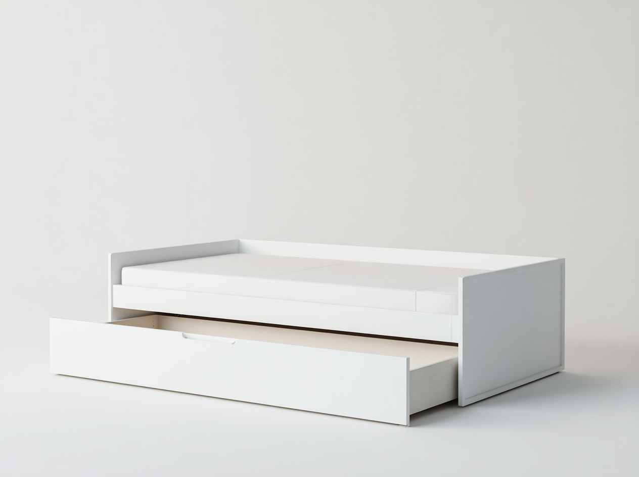 Schlafsofa aus Holzwerkstoff 205 x 95 x 75 cm Weiß für Gästezimmer modernes Tagesbett Design mit Ausziehfunktion-Nodidwell