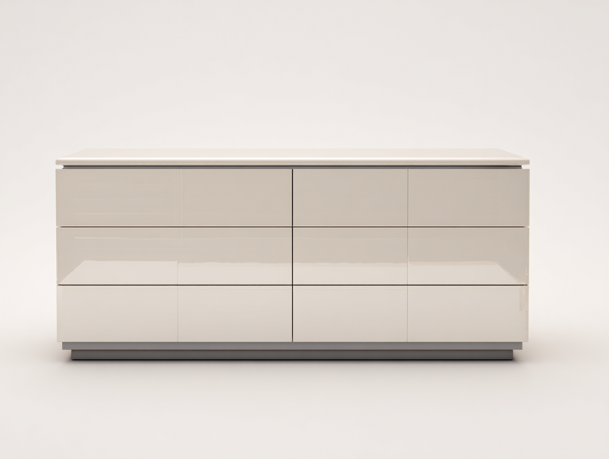 Kommode mit Schubladen Holzwerkstoff 140x45x78 cm - Cremeweiß Silber - moderne Aufbewahrung für Schlafzimmer-Nodidwell