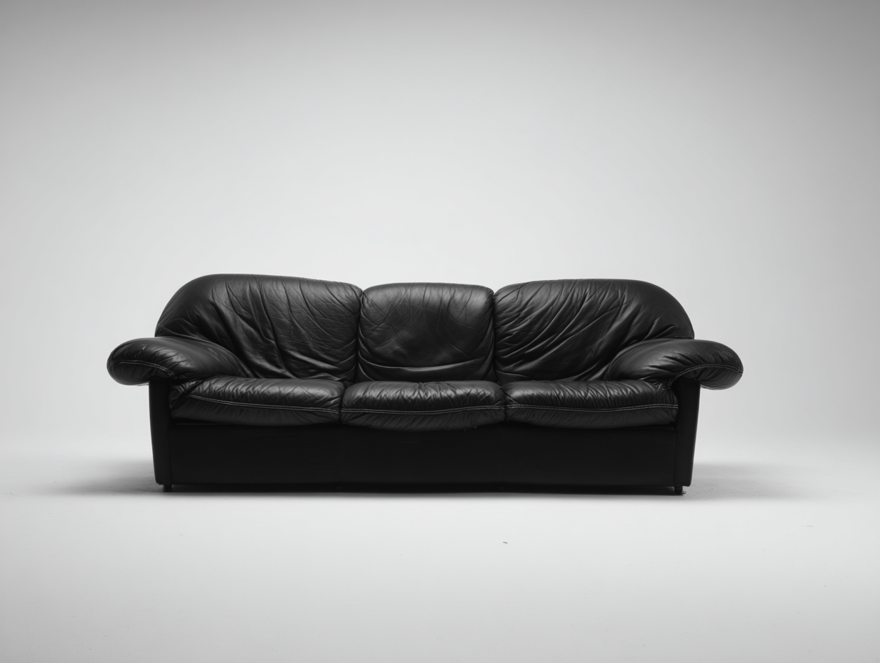 3 Sitzer Sofas aus Holzwerkstoff und Leder 230x95x85 cm - Schwarz - Klassisches Polsterdesign für das Wohnzimmer-Nodidwell