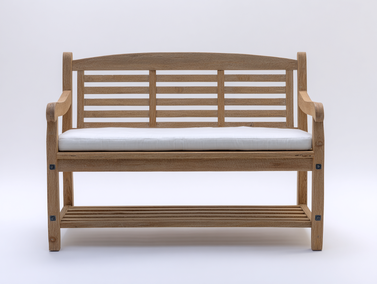 Gartenbank Holz Stoff 145x60x90 cm - Naturholz Weiß - klassische Sitzbank für Garten-Nodidwell
