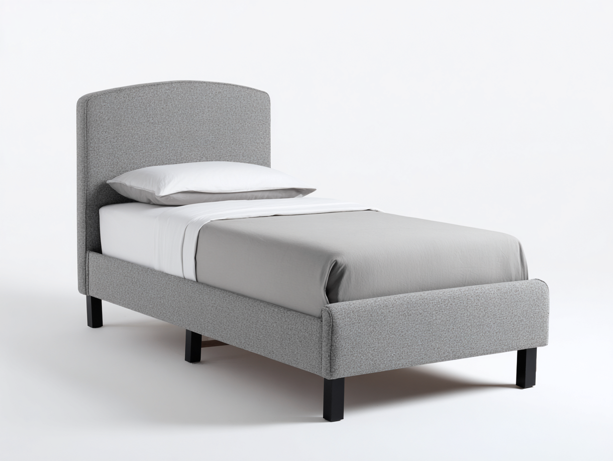 Einzelbett Stoff 200x100x105 cm - Grau und Schwarz - gepolstertes Bettgestell-Rivaraabode