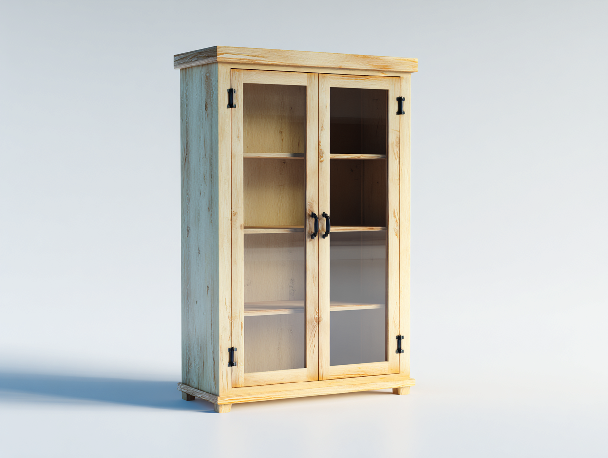 Vitrinen aus Holz und Glas 90x40x180 cm - Natur-Schwarz - Rustikales Design mit 2 Glastüren für das Wohnzimmer-Rivaraabode