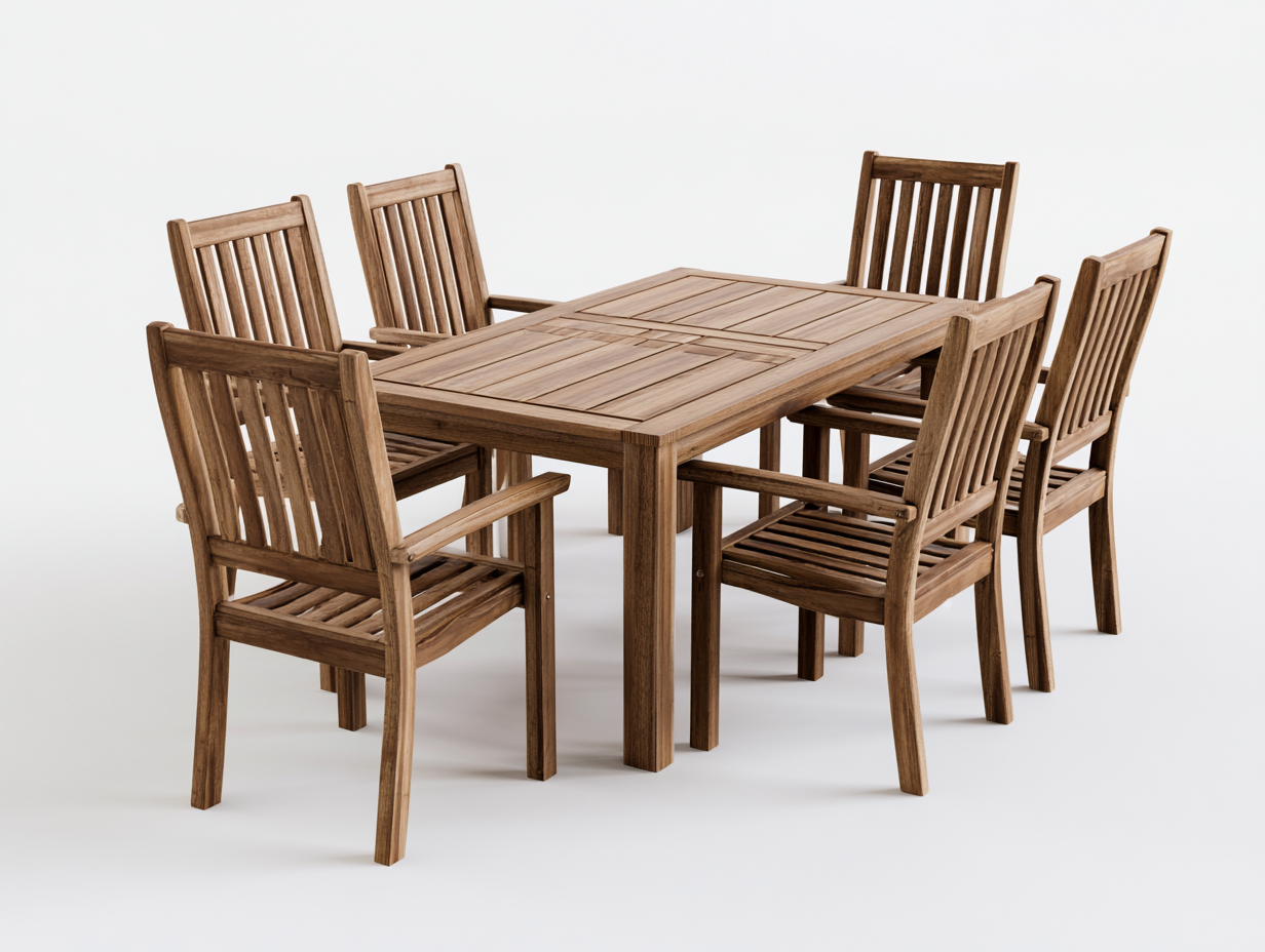 Garten Essgarnituren Holz 160x90x75 cm - Braun - 7-teiliges Gartenset-Rivaraabode