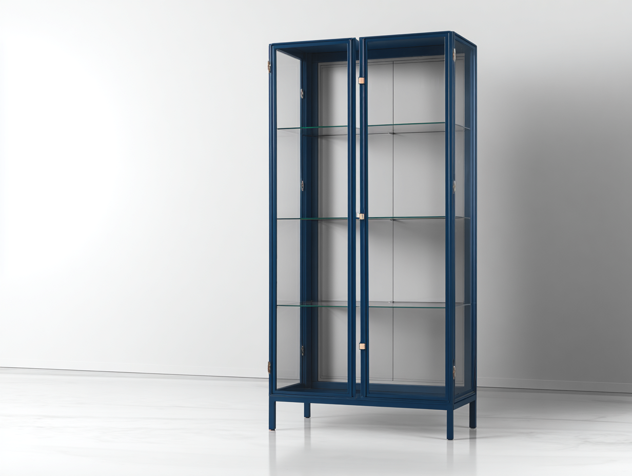 Vitrinen Glas Metall 90x40x180 cm - Dunkelblau - moderne Standvitrine-Rivaraabode